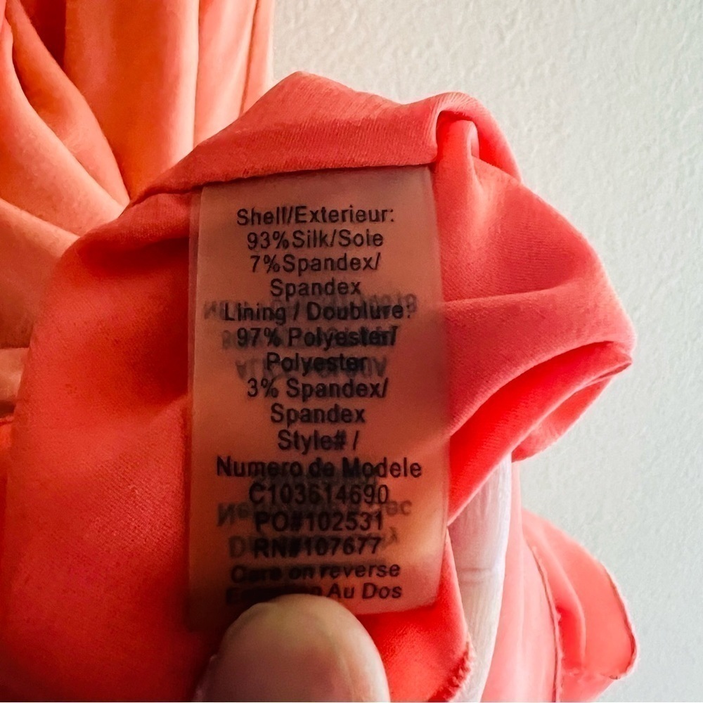 Alice + Olivia Women's Salmon/Peach Silk Blend Mini Dress Tunic Size XS - Picture 6 of 6